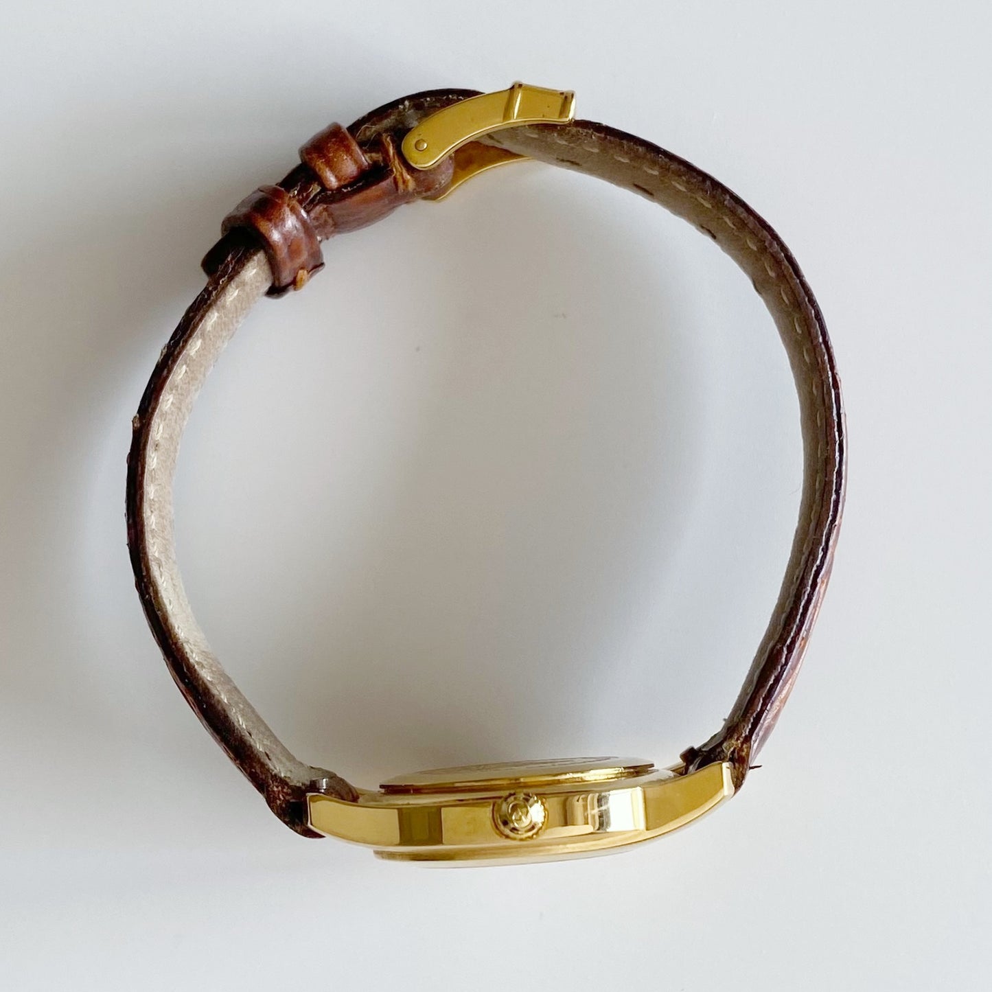 Gucci 1990s Date Gold Plated Round Watch
