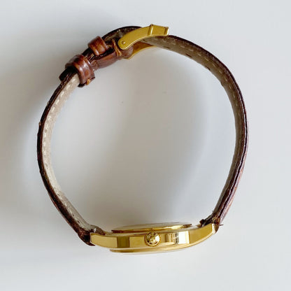 Gucci 1990s Date Gold Plated Round Watch