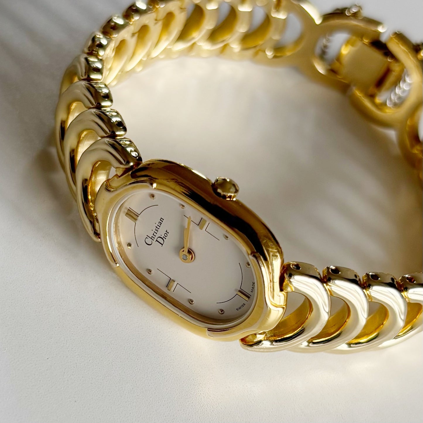 Dior 1990s Oval Gold Plated Watch