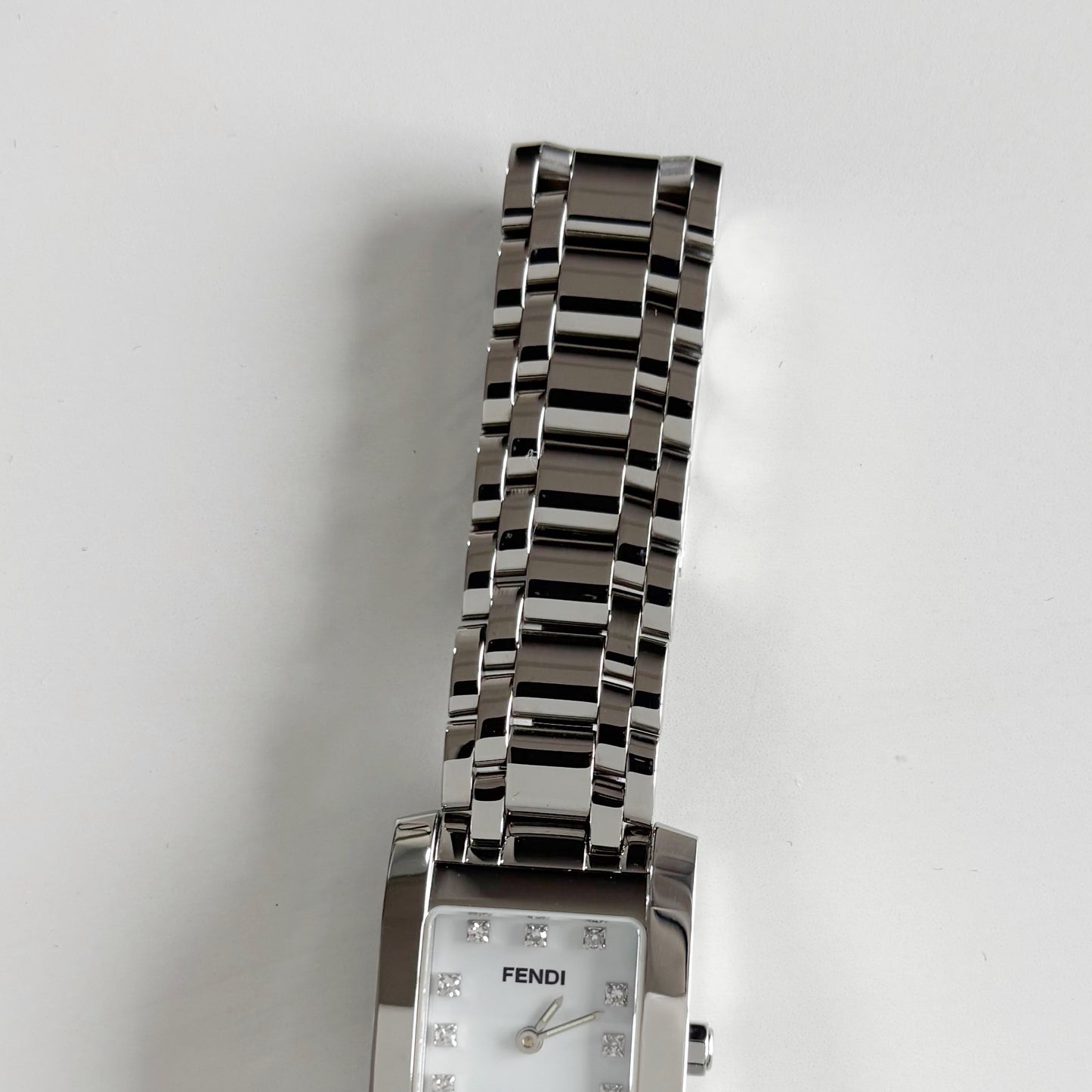 Fendi 1990s Seashell Dial Tank Stainless steel Watch