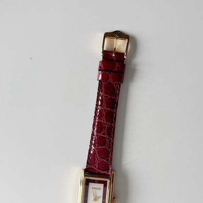Gucci 1990s Red Tank Gold Plated Watch