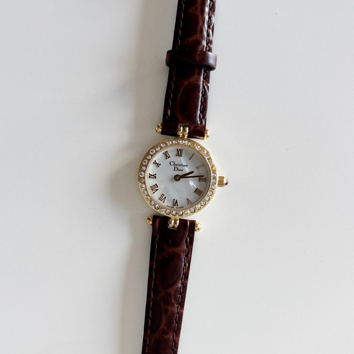 Dior 1990s Seashell Dial Gold Plated Watch
