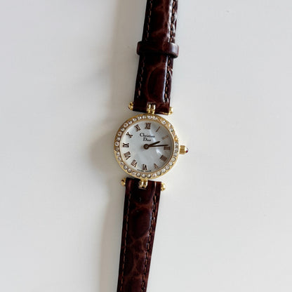 Dior 1990s Seashell Dial Gold Plated Watch