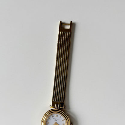 Dior 1990s Round Dial Gold Plated Watch