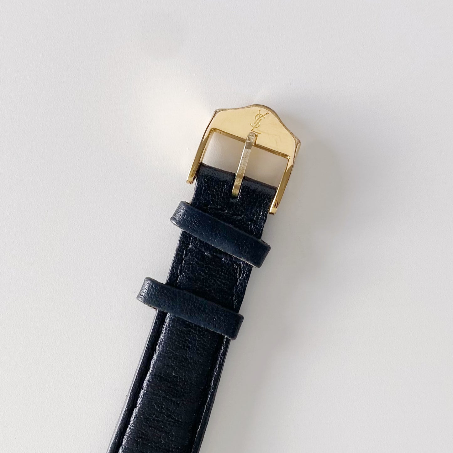 Yves Saint Laurent 1990s Heart Shaped Gold Plated Black Watch