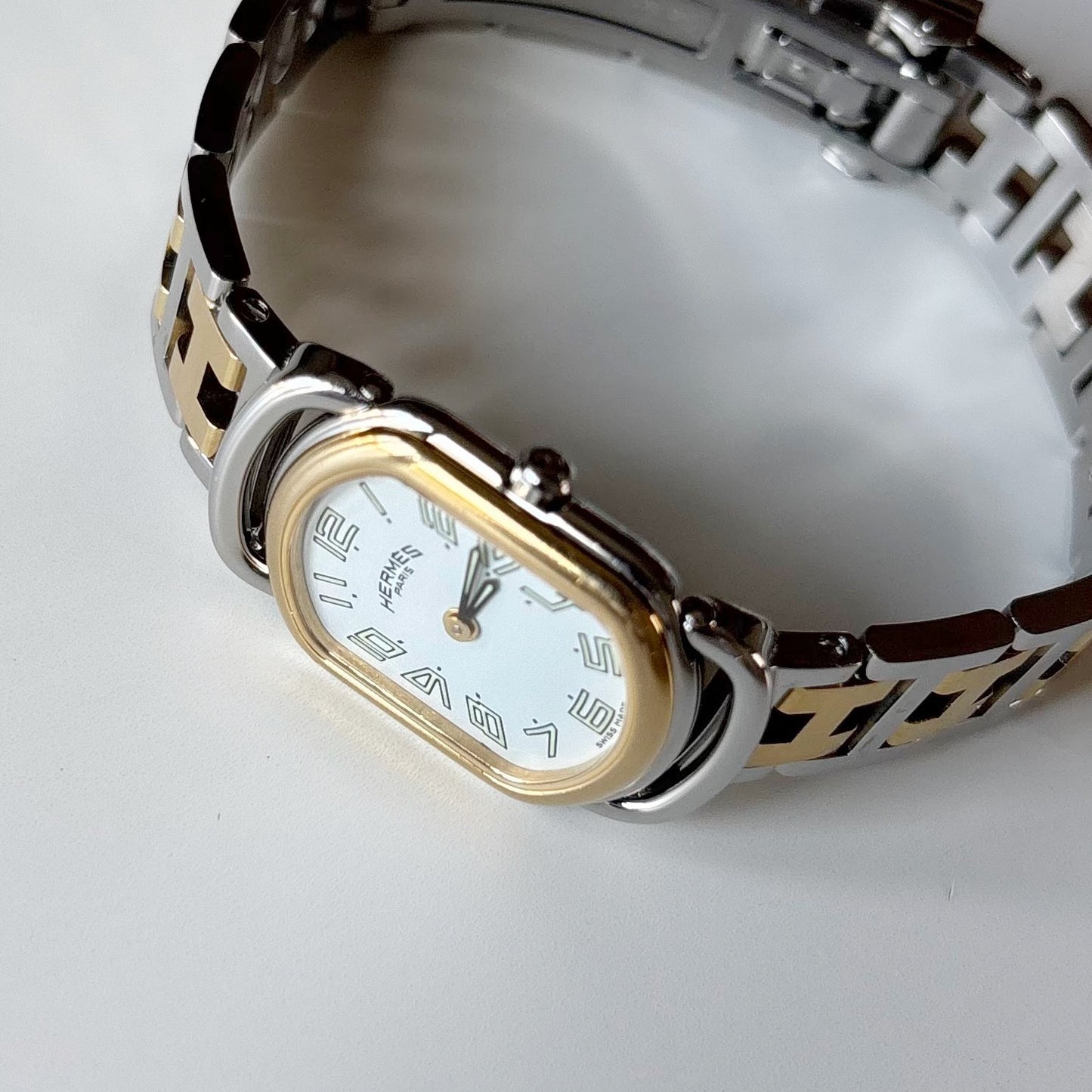 Hermes 1990s Rallye Two Tone Gold Plated Watch