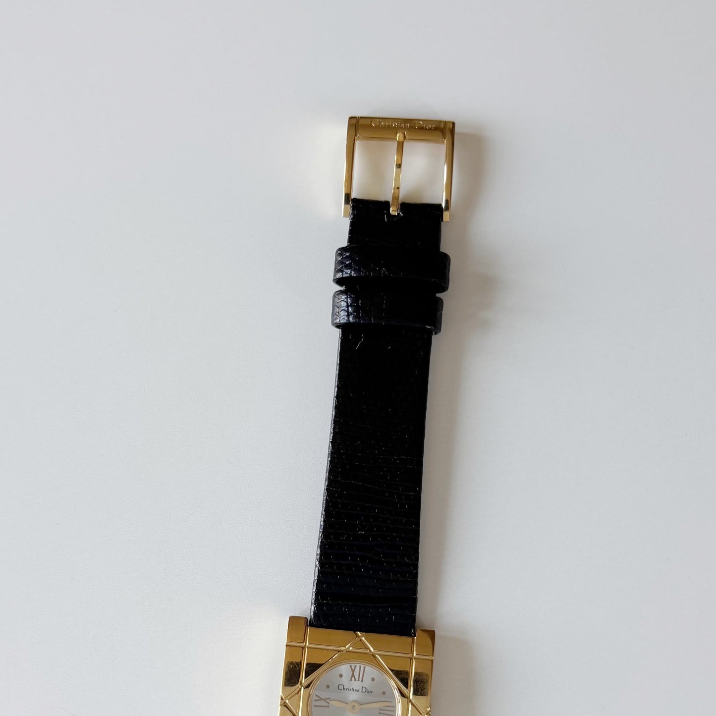 Dior 1990s Square Dial Gold Plated Watch