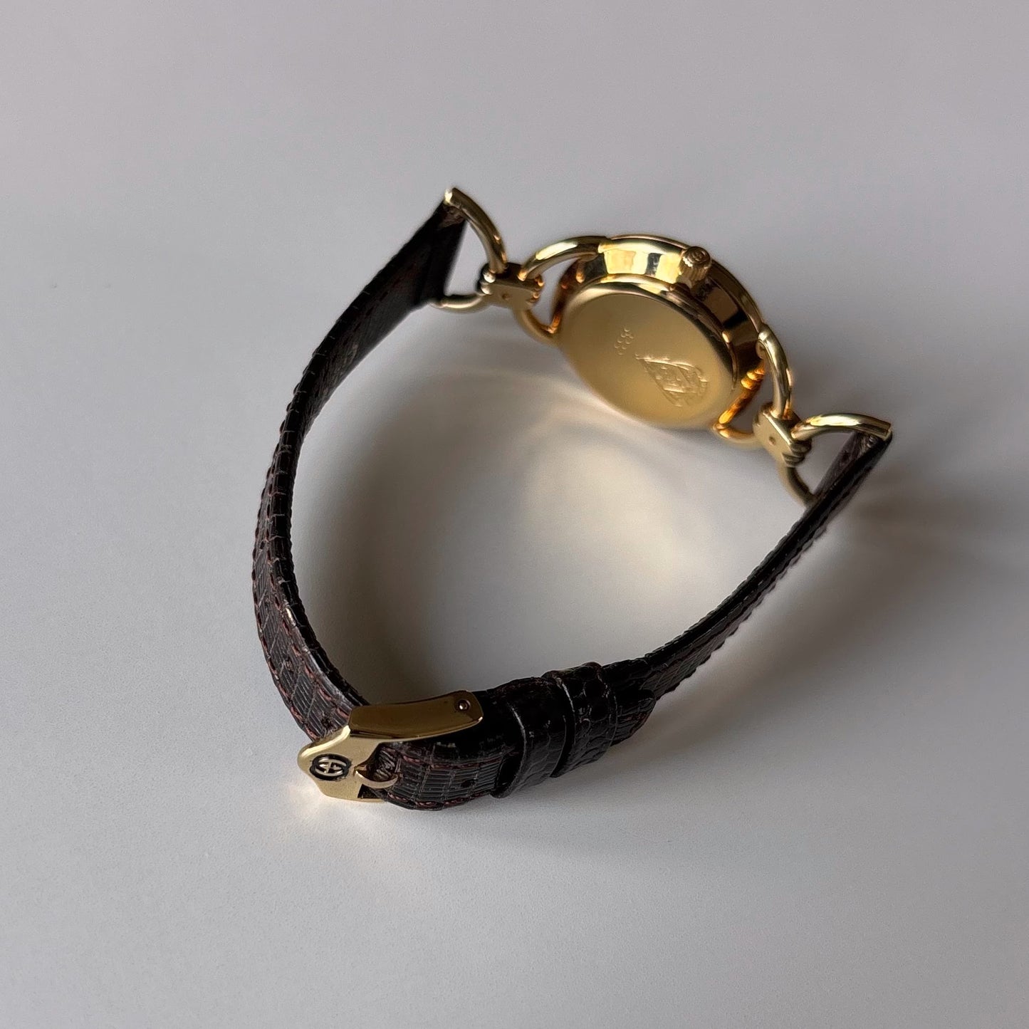 Gucci 1980s Round Dial Horsebit Gold Plated Watch