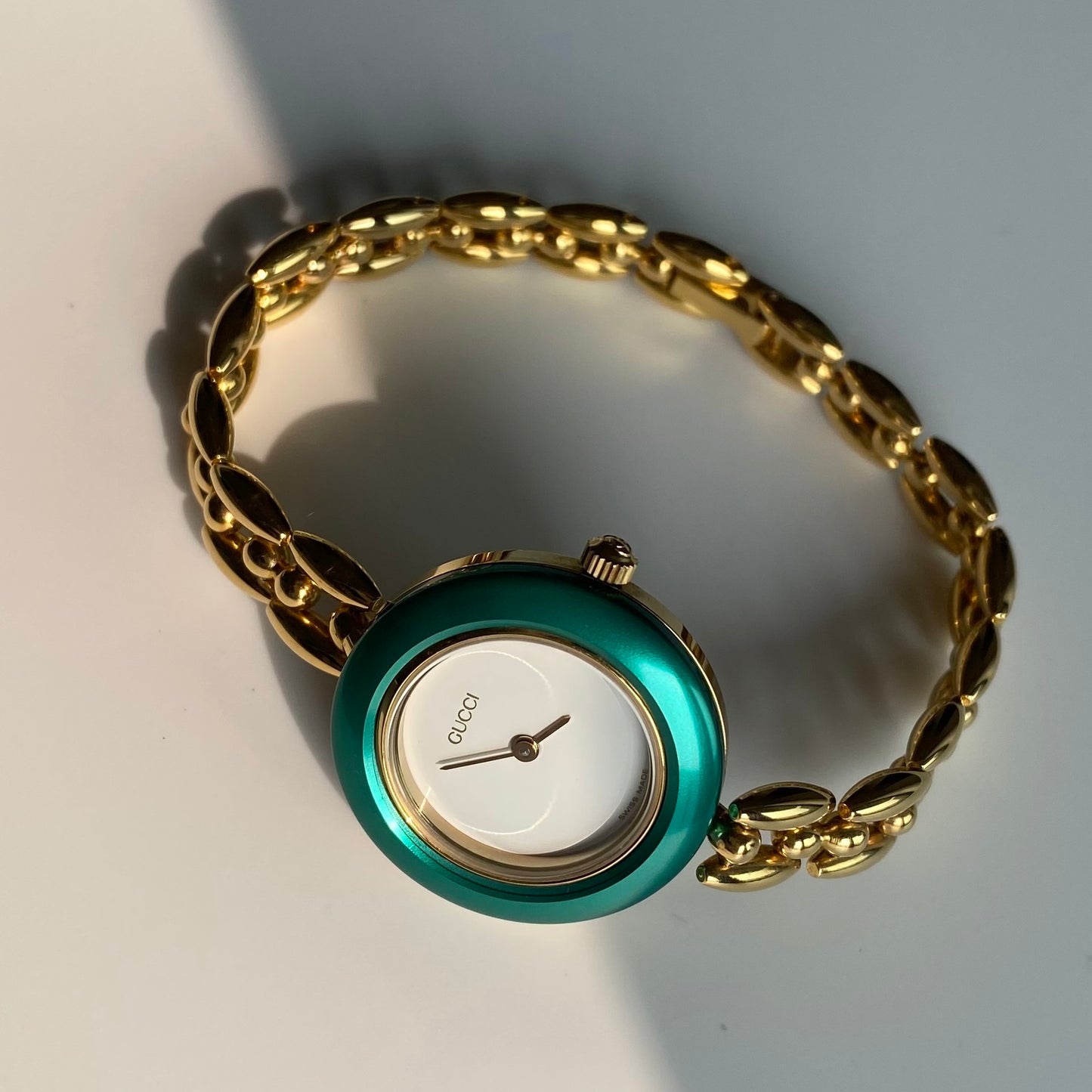 Gucci 1990s Interchangeable Bezel Gold Plated Watch with 6 bezels, case (170mm)
