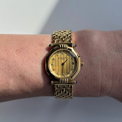 Dior 1990s Octagon Dial Gold Plated Watch