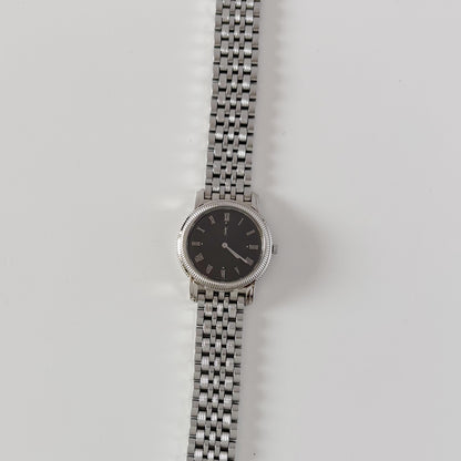 Yves Saint Laurent 1990s Dark Gray Round Dial Stainless Steel Watch