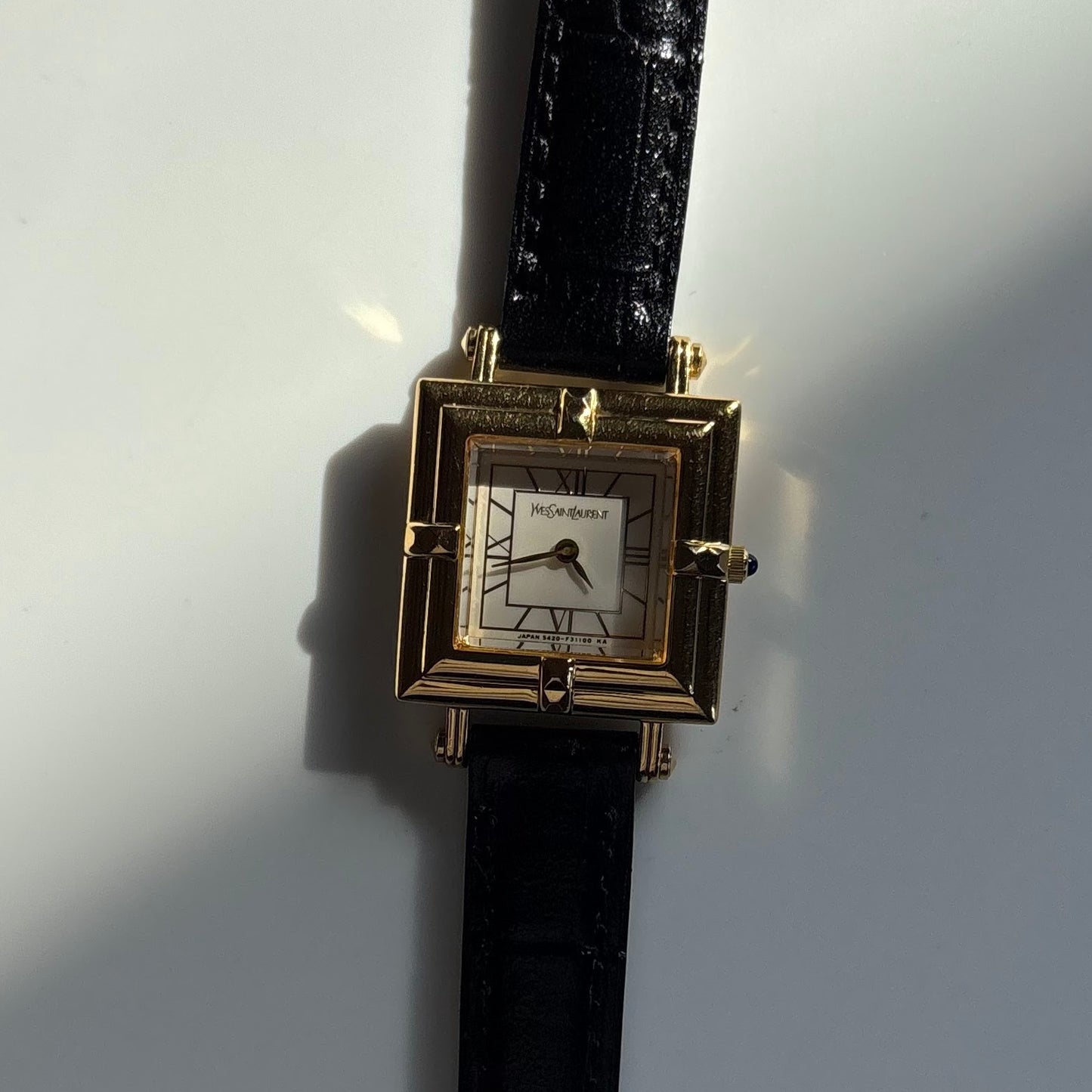 Yves Saint Laurent 1990s Square Dial Gold Plated Watch