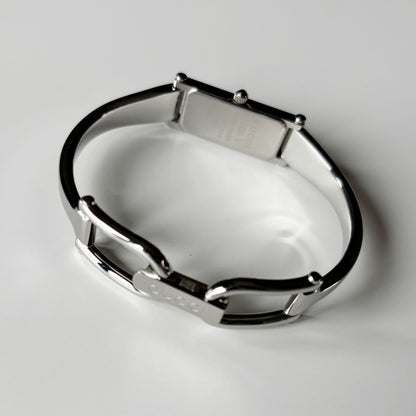 Gucci 1990s Rectangular Dial Silver Bangle Watch