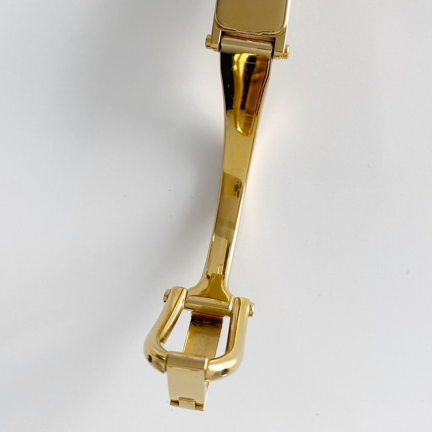 Gucci 1990s Seashell Dial Rectangular Gold Plated Bangle Watch