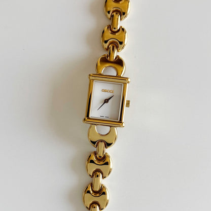 Gucci 1990s Interchangeable Strap Gold Plated Watch with 3 straps, case