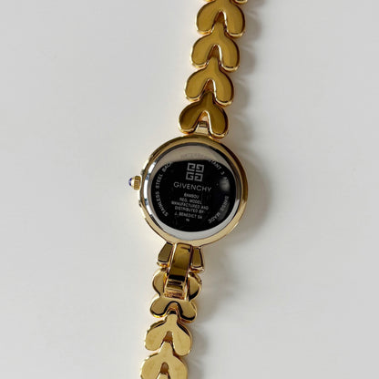 Givenchy 1990s Navy Round Dial Gold Plated Watch