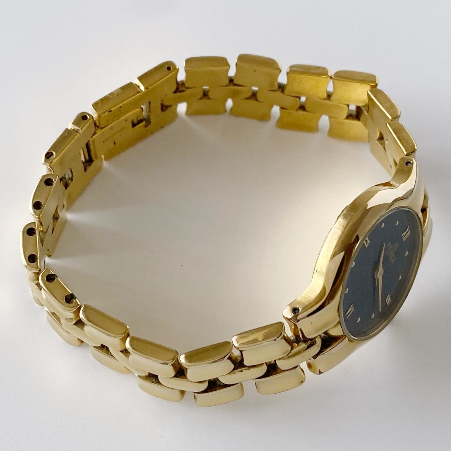 Fendi 1990s Navy Dial Gold Plated Watch