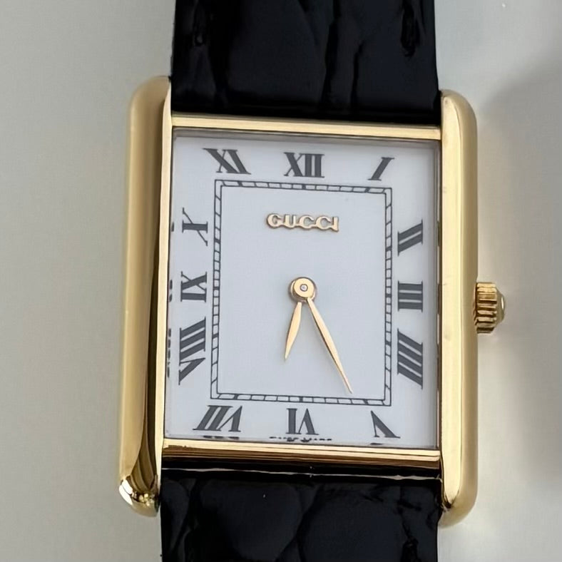 Gucci 1990s 18K Solid Gold Tank Watch