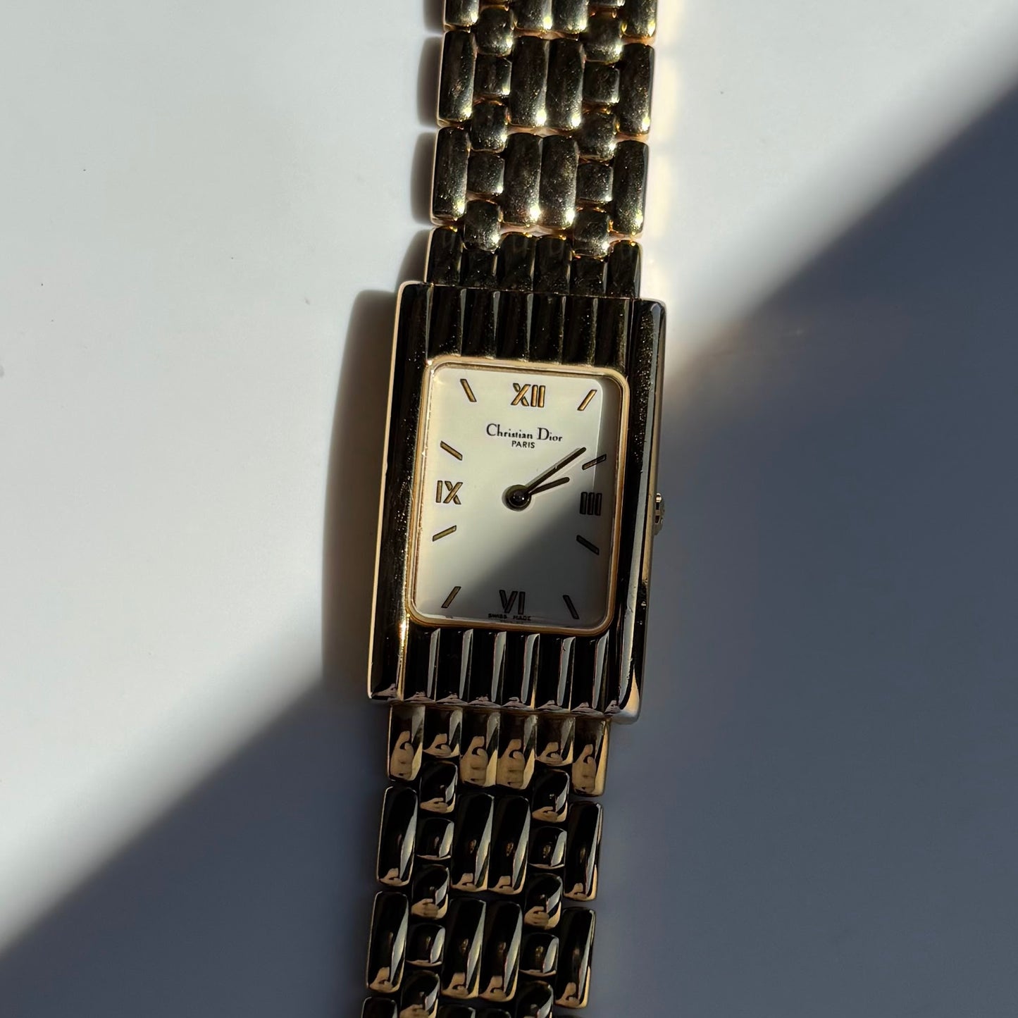 Dior 1990s Tank Gold Plated Watch