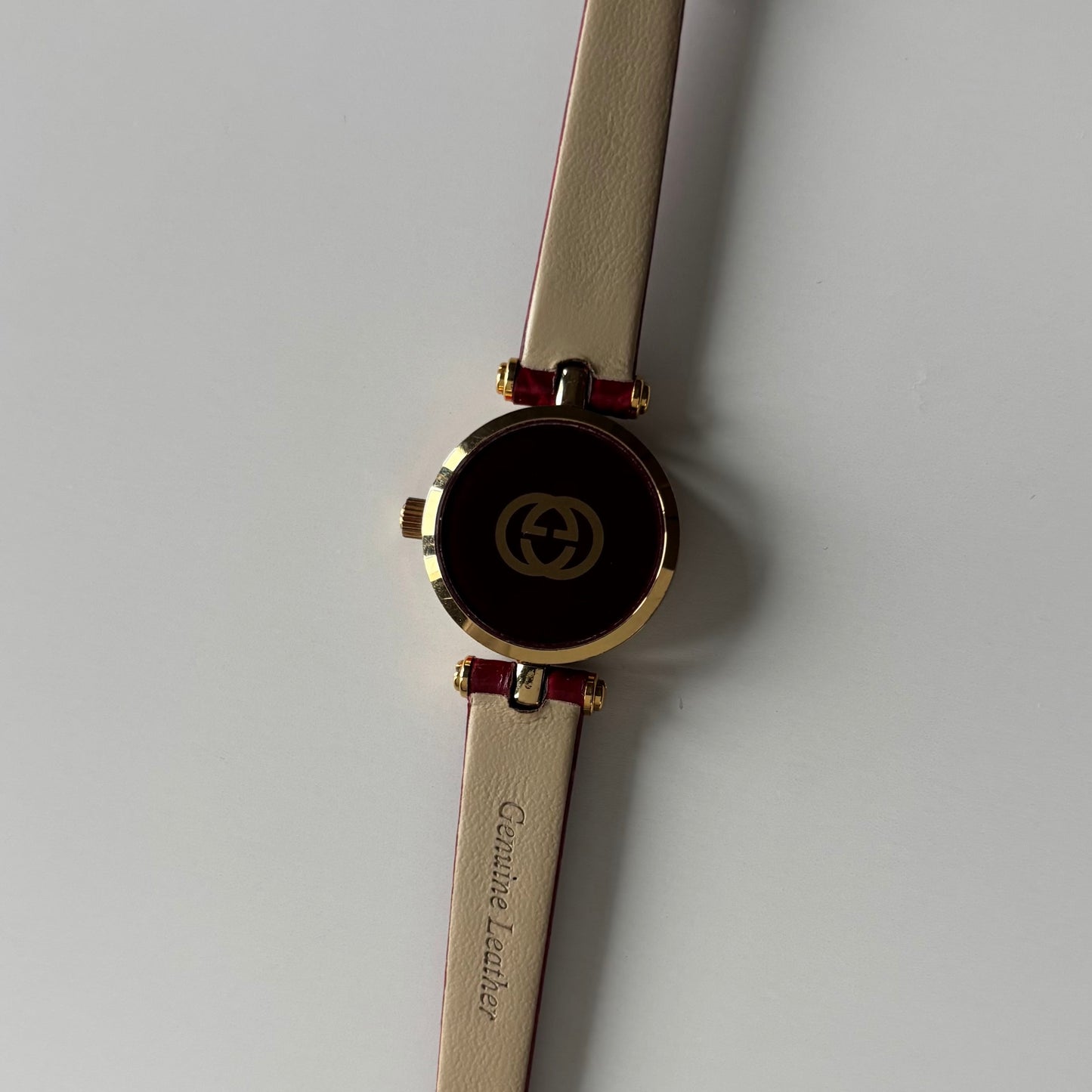 Gucci 1990s Red Dial Sherry Gold Plated Watch