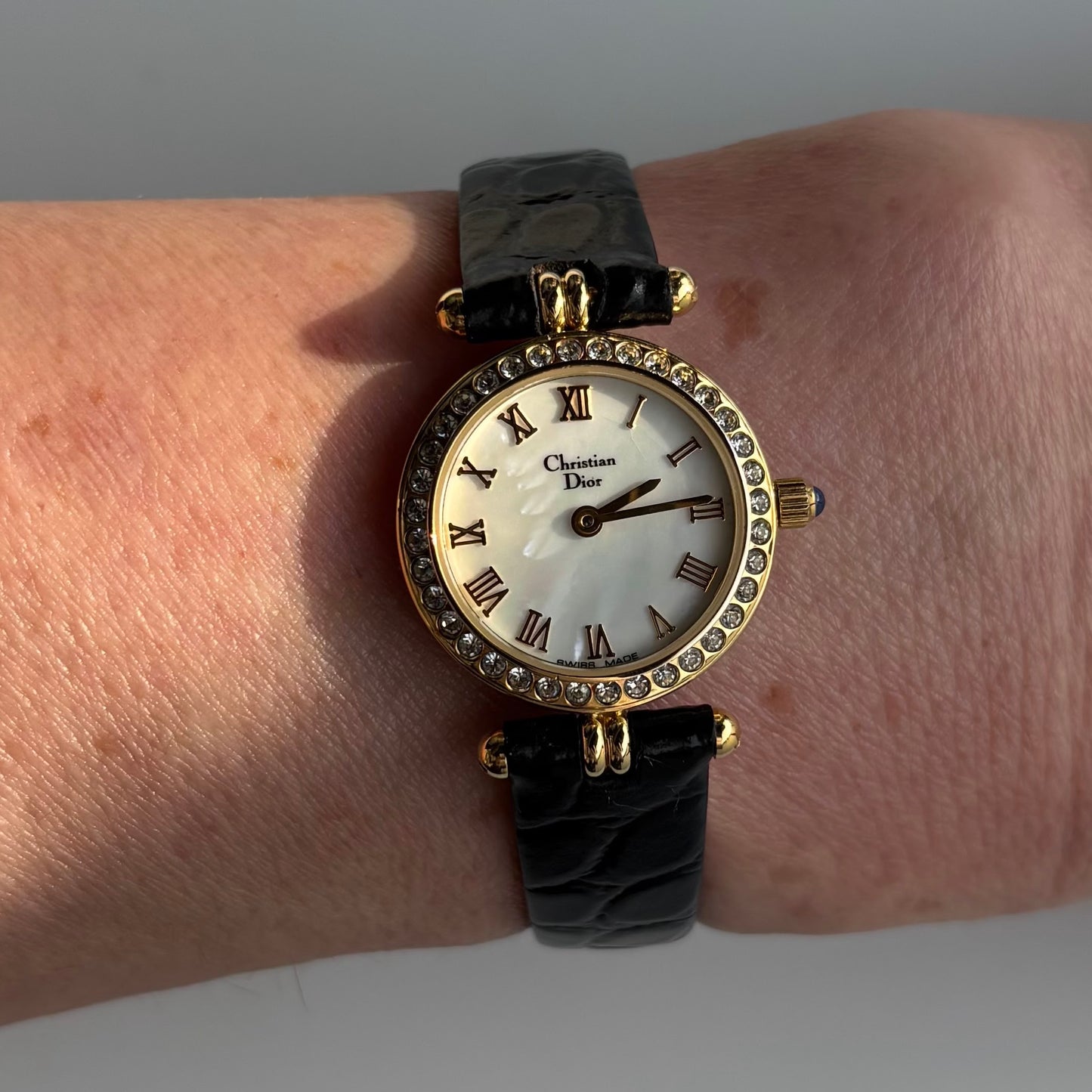 Dior 1990s Seashell Dial Gold Plated Watch