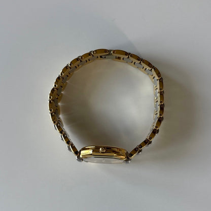 Dior 1990s Octagon Gold Dial Two-Tone Gold-Plated Watch