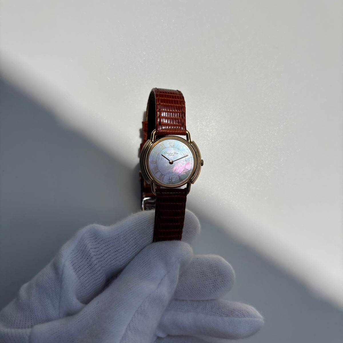 Dior 1990s Seashell Round Dial Gold-Plated Watch