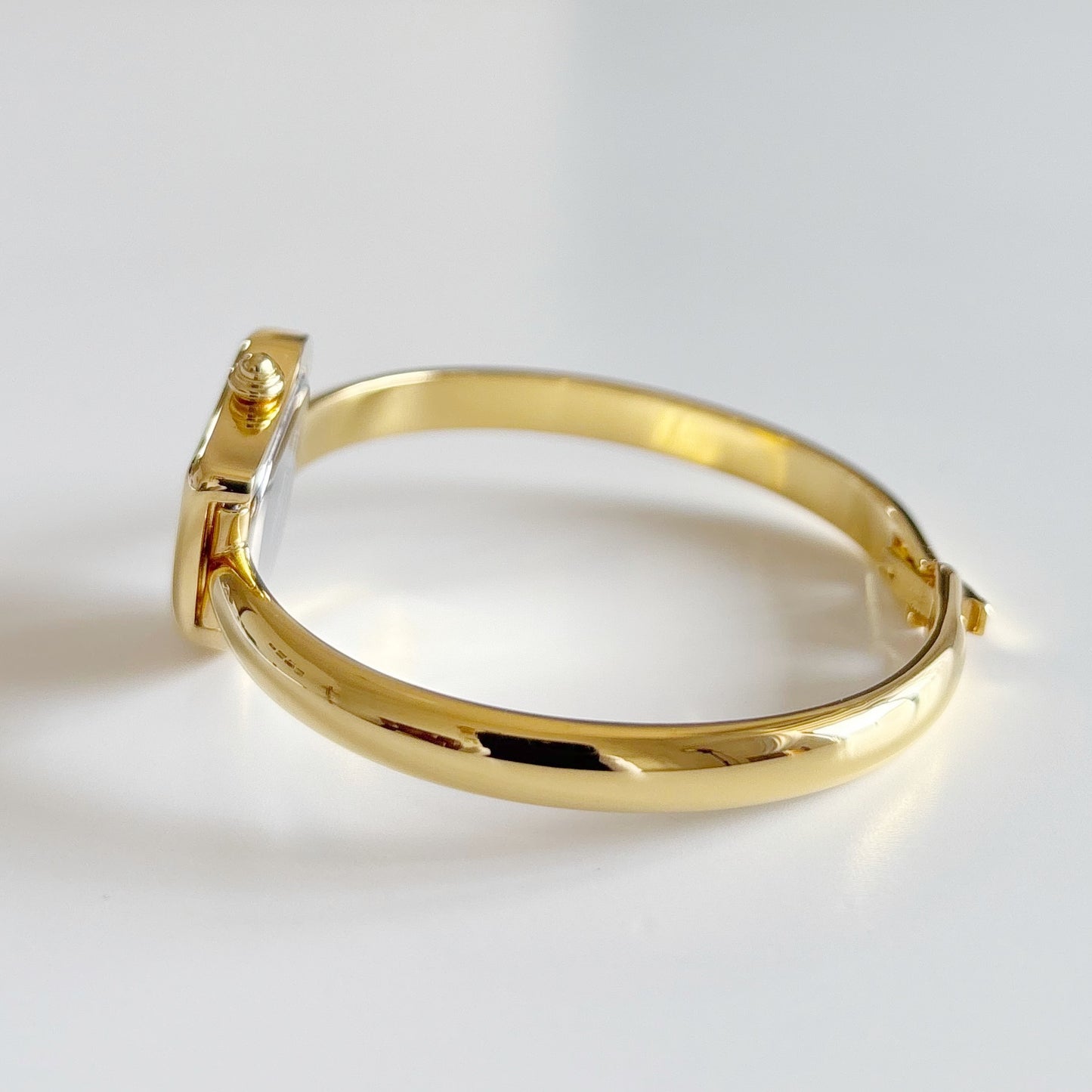 Yves Saint Laurent 1990s Heart Shaped Dial Gold Plated Bangle Watch