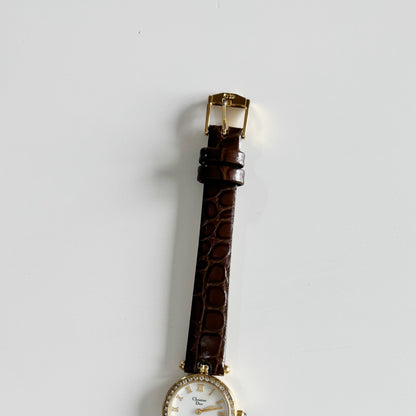 Dior 1990s Seashell Round Dial Gold Plated Watch