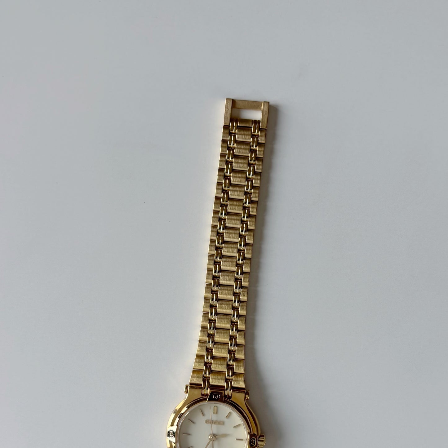 Gucci 1990s Cream Dial Date Gold Plated Watch