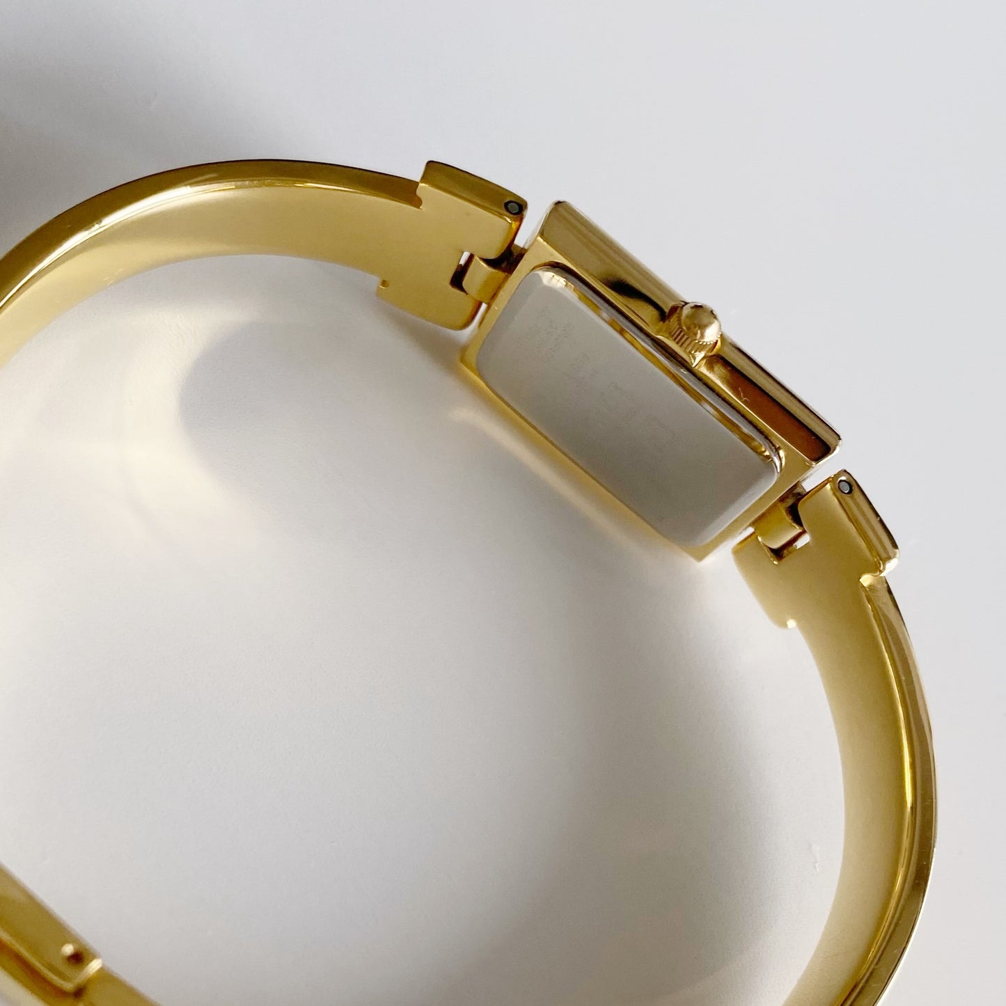 Givenchy 1990s Rectangular Gold Plated Bangle Watch