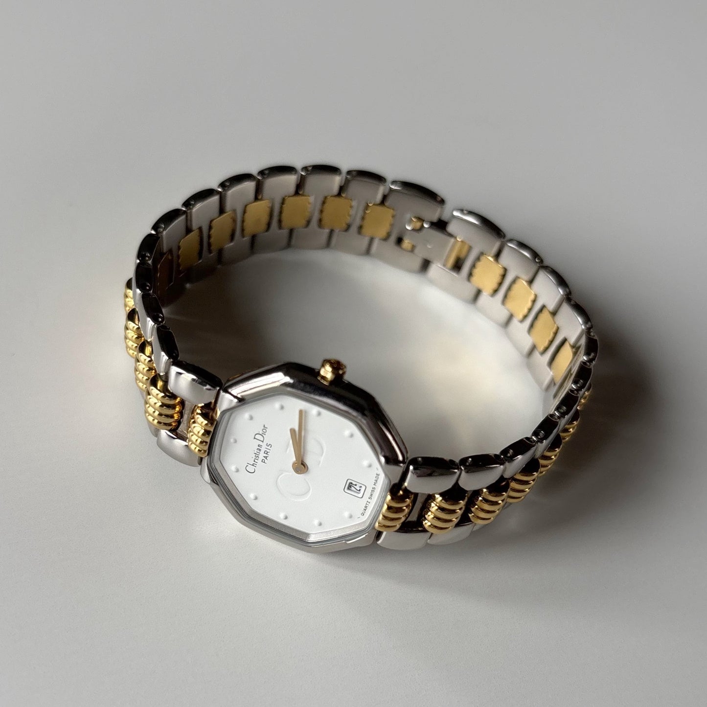 Dior 1990s Date Octagon Two Tone Watch