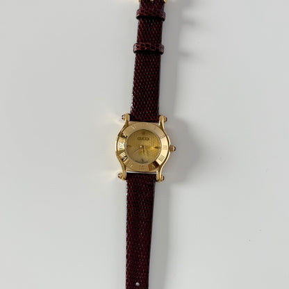 Gucci 1990s Round Dial Gold Plated Watch