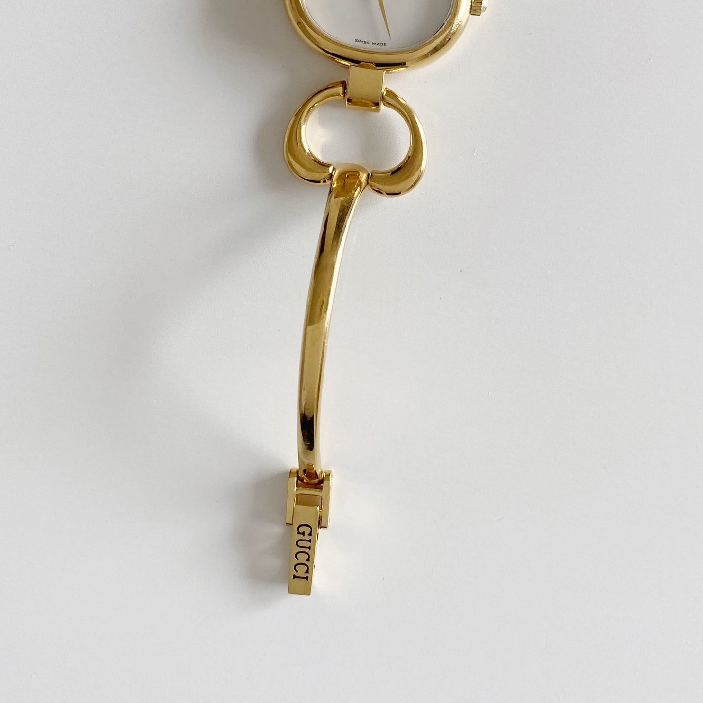 Gucci 1990s Seashell Dial Gold Plated Bangle Watch