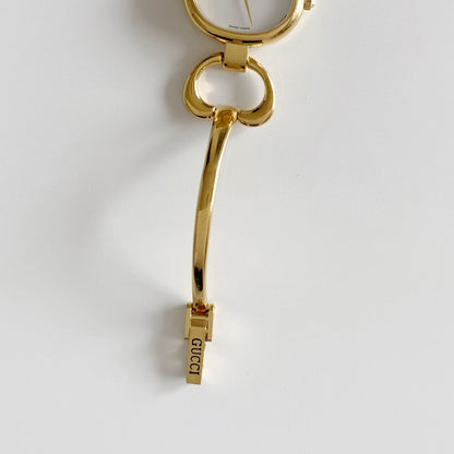 Gucci 1990s Seashell Dial Gold Plated Bangle Watch