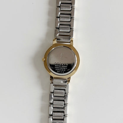 Yves Saint Laurent 1990s Black Dial Two Tone Watch
