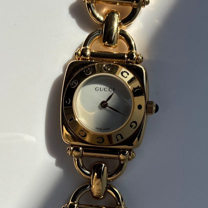 Gucci 1990s Seashell Dial Gold Plated Watch