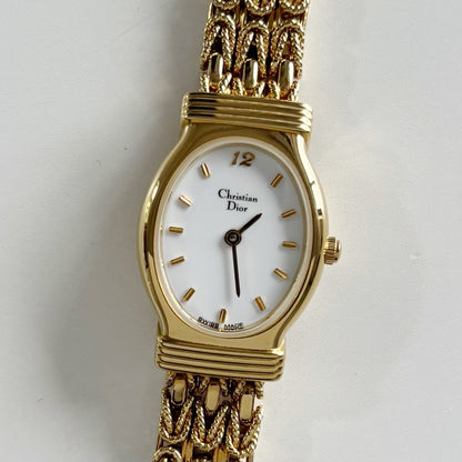 Dior 1990s Oval Dial Gold Plated Watch