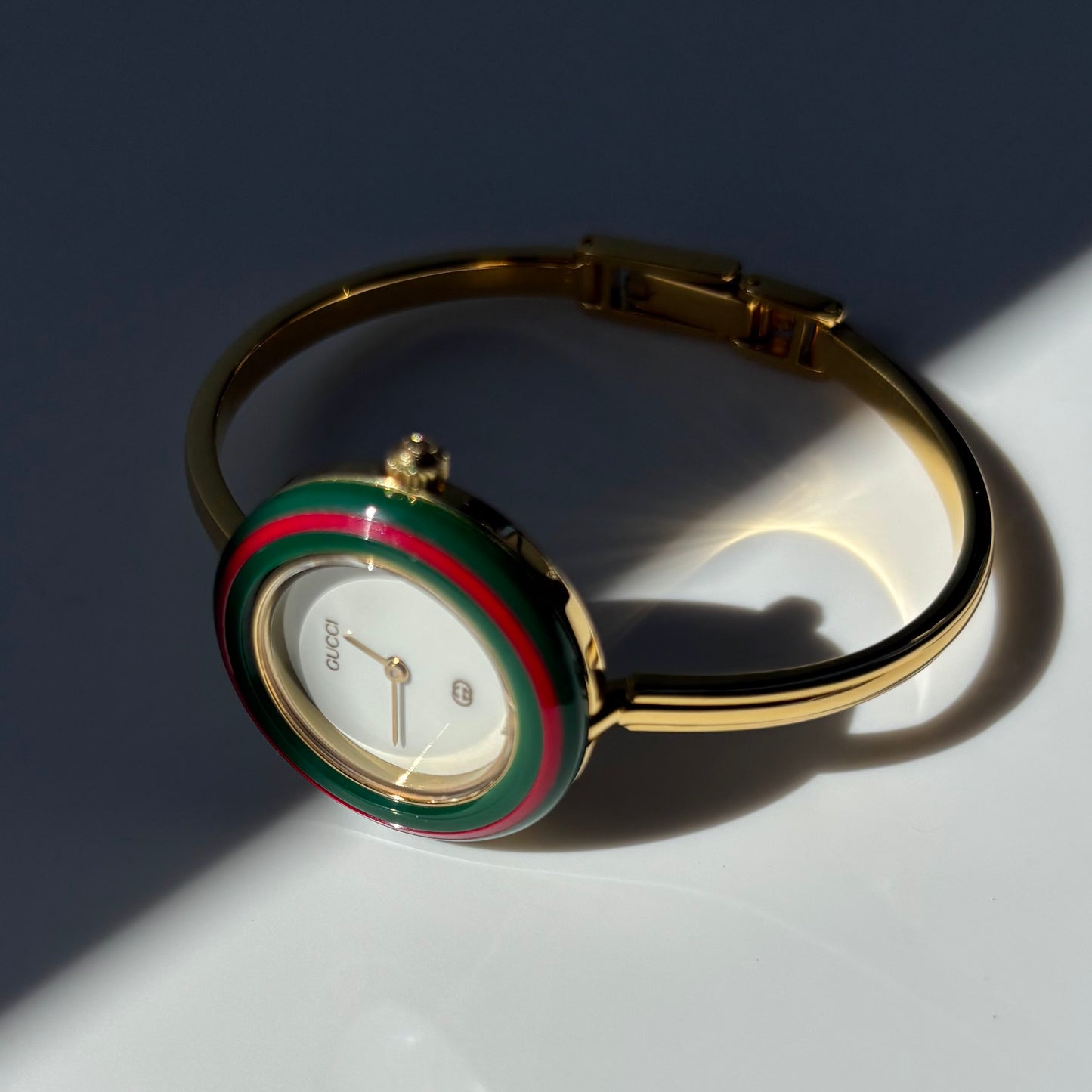 Gucci 1990s Interchangeable Bezel Gold Plated Watch with 12 bezels, case (Small)