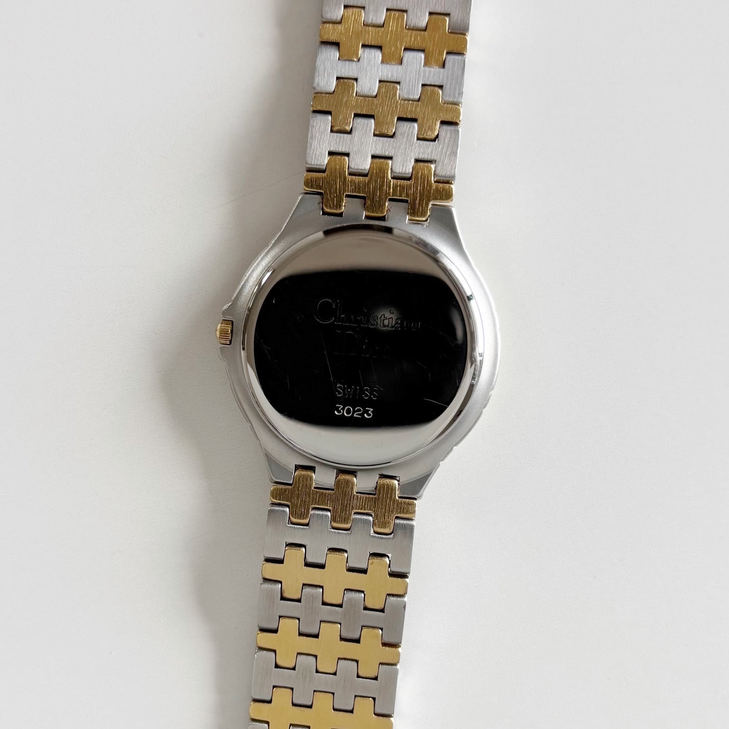 Dior 1990s Date Round Dial Gold Plated Two Tone Watch (Large)