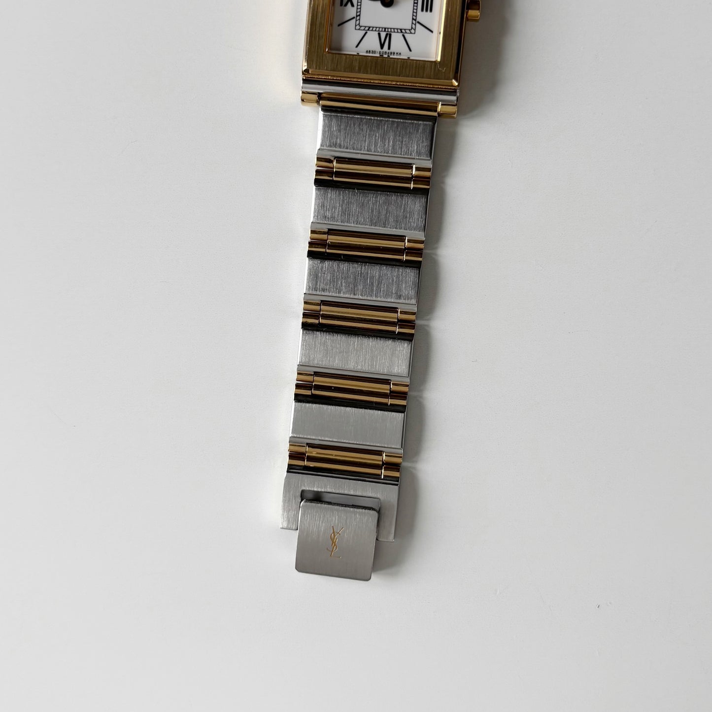 Yves Saint Laurent 1990s Square Dial Gold Plated Two Tone Watch