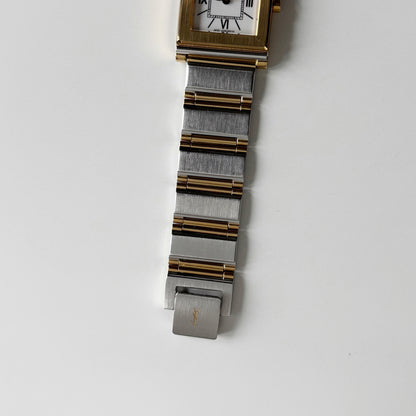 Yves Saint Laurent 1990s Square Dial Gold Plated Two Tone Watch