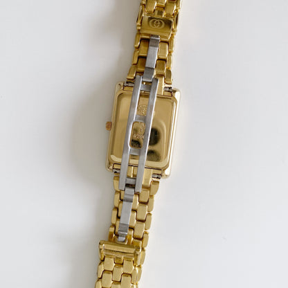 Gucci 1990s Gold Plated Rectangular Dial Watch