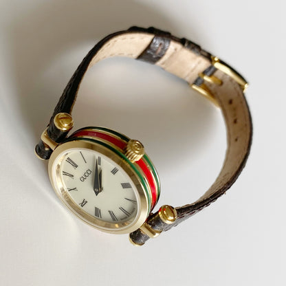 Gucci 1990s Sherry Round Dial Gold Plated Watch