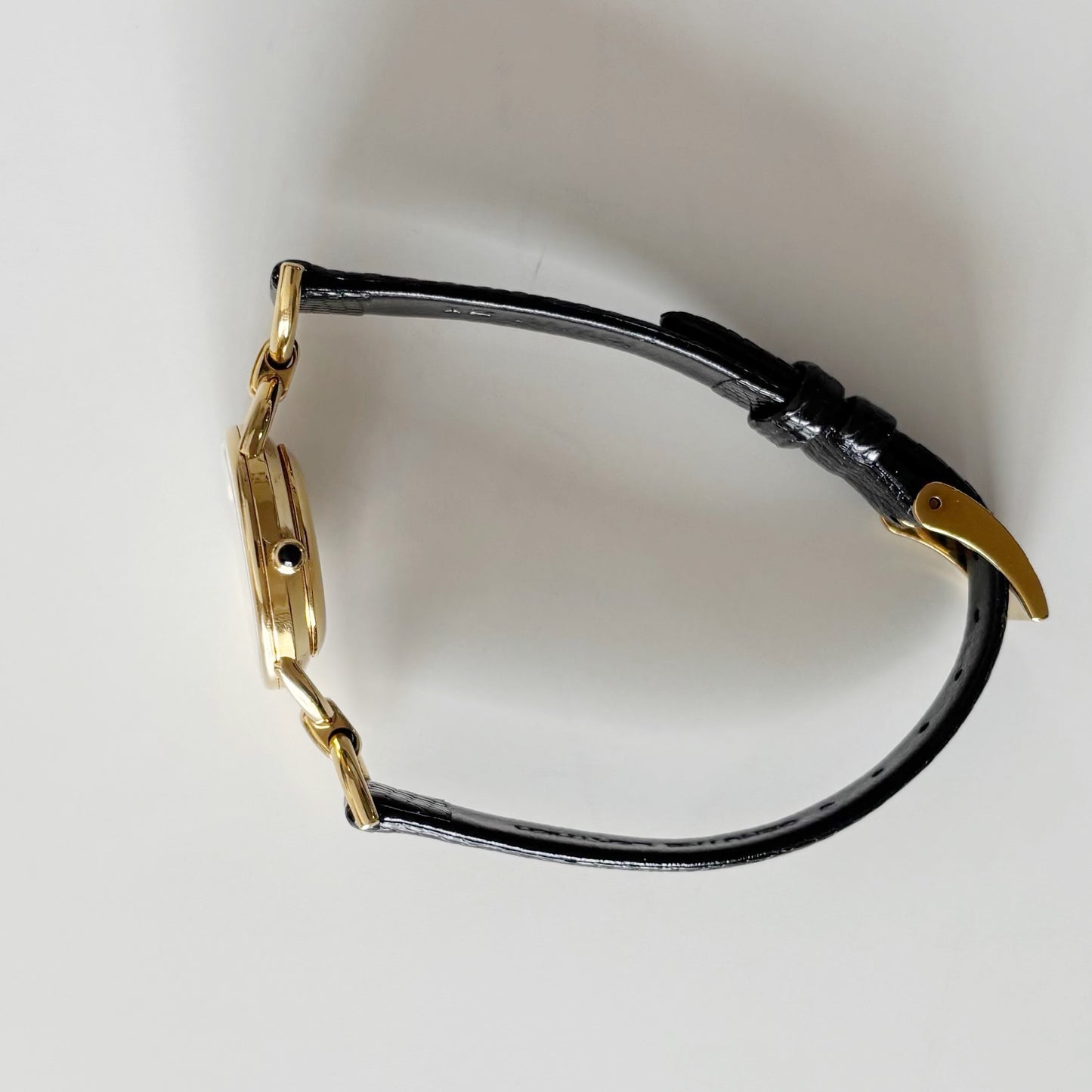 Gucci 1990s Seashell Dial Gold Plated Horsebit Watch