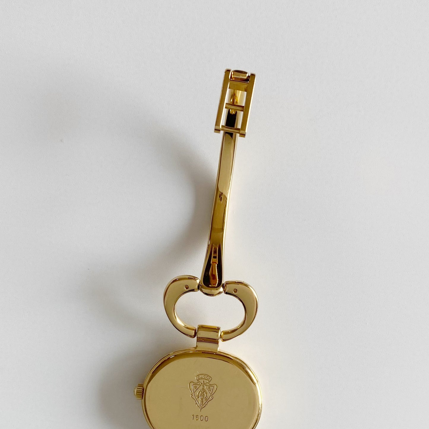 Gucci 1990s Black Dial Gold Plated Bangle Watch