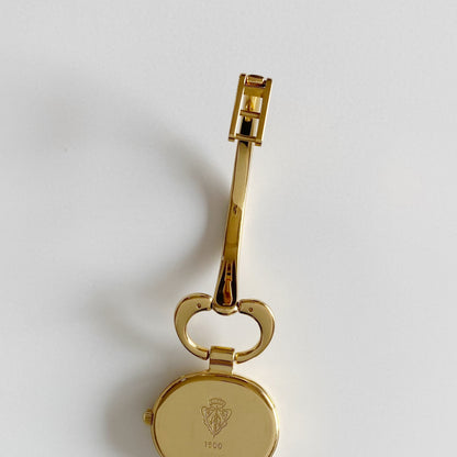 Gucci 1990s Black Dial Gold Plated Bangle Watch