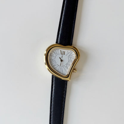 Yves Saint Laurent 1990s Heart Shaped Dial Gold Plated Watch
