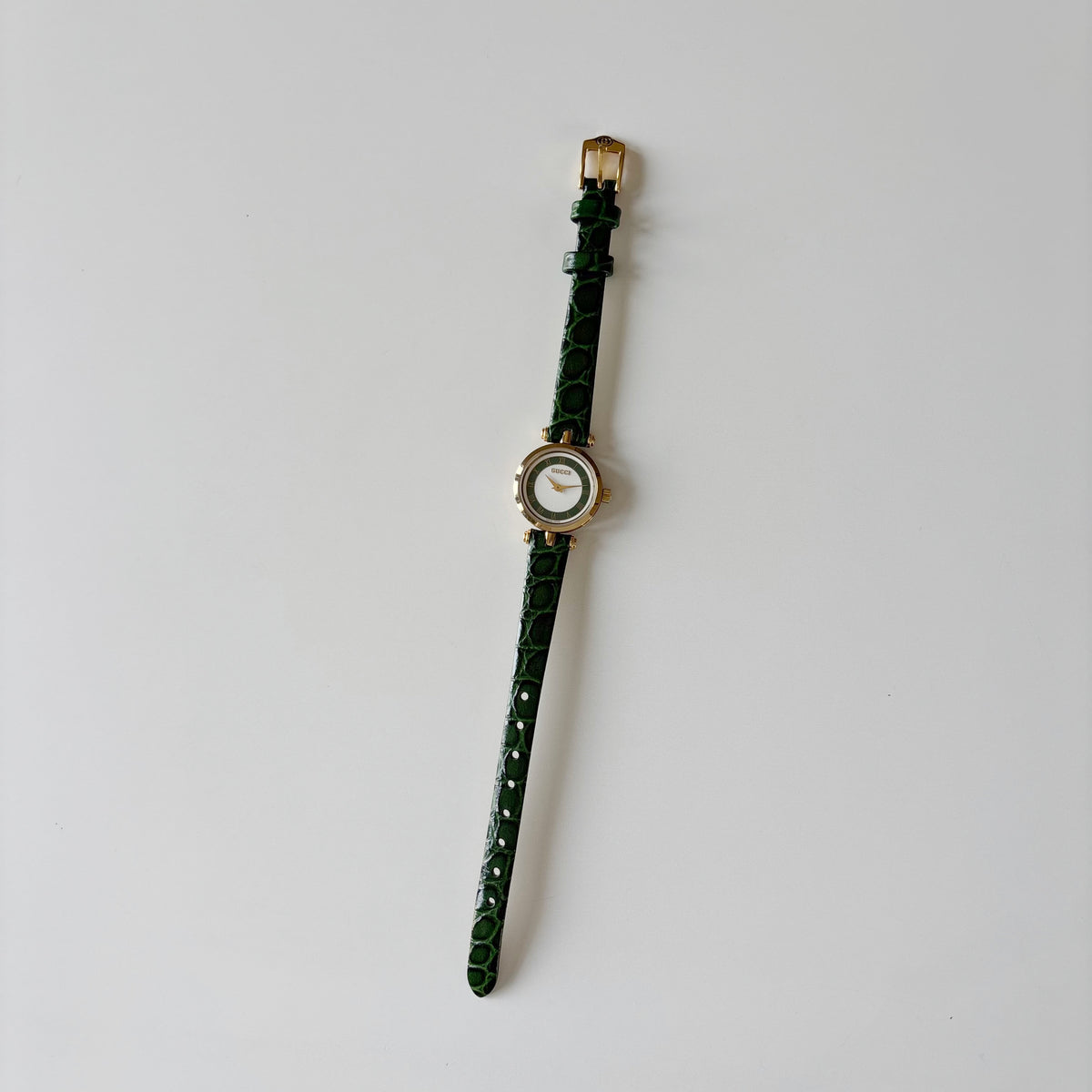 Gucci 1990s Sherry Round Dial Green Watch