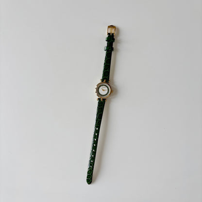 Gucci 1990s Sherry Round Dial Green Watch